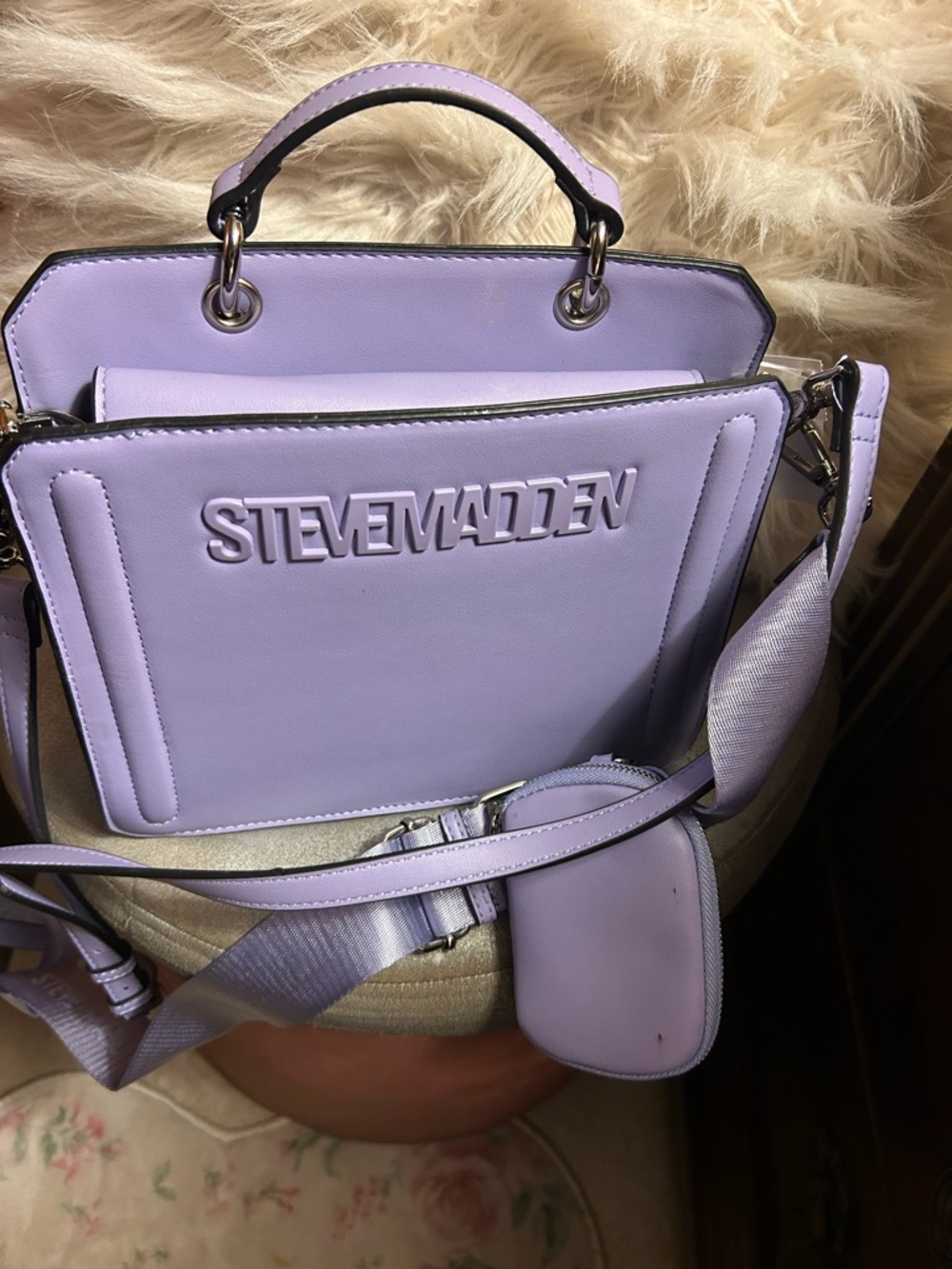 Steve Madden Lavender Logo Top-Handle Crossbody Bag
